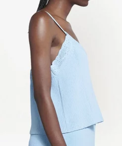 ( Positively Conscious ) Balenciaga SKY BLUE Caraco En Maille Nervurée Femme -Vente magasin Balenciaga 18185542 39043669 600