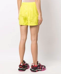 ( Positively Conscious ) Balenciaga 7204 YELLOW Short Taille-haute à Patch Logo Femme -Vente magasin Balenciaga 18208037 38819196 600