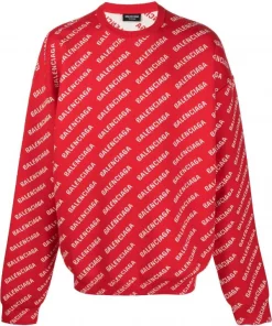 ( Positively Conscious ) Balenciaga Sweat à Logo Imprimé 6090 RED WHITE