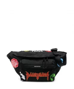 ( Positively Conscious ) Balenciaga Sac Banane à Patch Logo 1000 BLACK